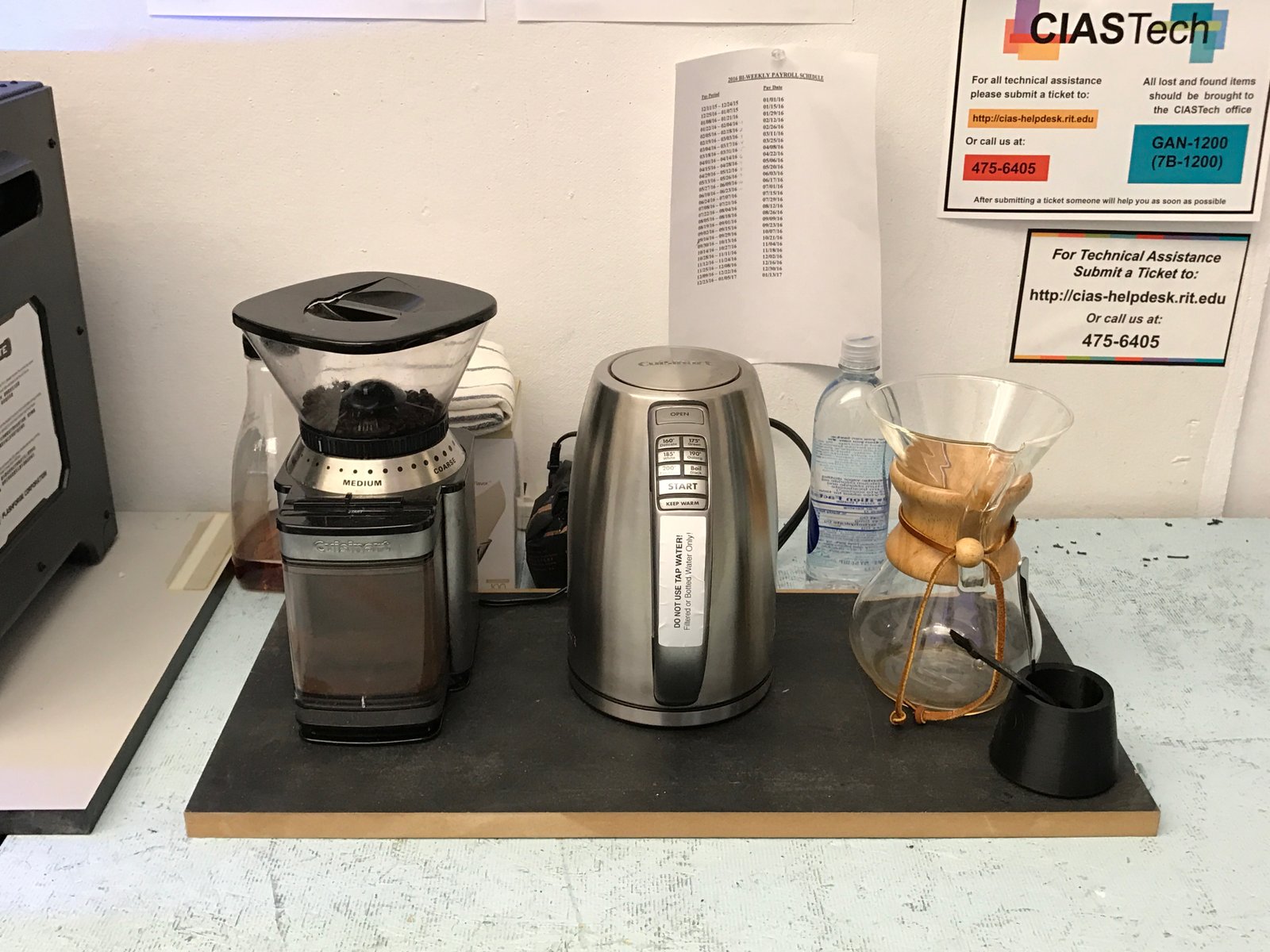  Our brewing setup in the studio that we used for testing and compairing brew results of prototypes to a Chemex. 