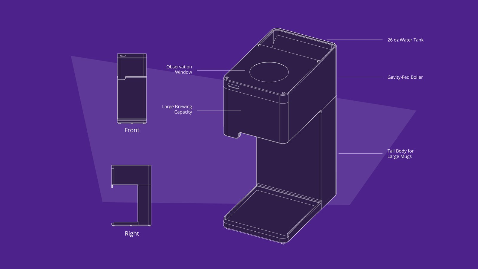  A taller profile enables users to brew up to 24 oz and fill a full-sized thermos. 